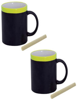 123 Kado koffiemokken Set van 6x stuks krijt mokken geel - Action products