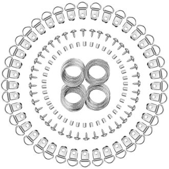 124Pcs Foto Opknoping Draad Kit, Fotolijst Opknoping Kit, Foto Opknoping Kit Met Nagels Voor Wandmontage