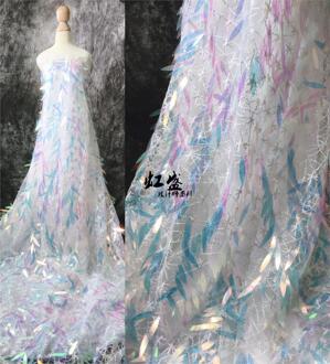 125*100Cm Lovertjes Prom Cosplay Jurk Applique Diy Hoofdtooi Sjaal Veil Geborduurde Lace Stof Patch Gordijn