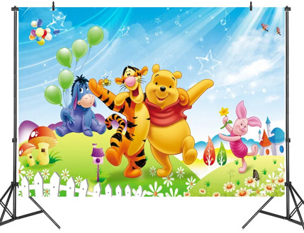 125*80CM Background Cloth Disney Winnie The Pooh Children's Birthday Party Wall Decorations Backdrop Decoration Kids Gifts