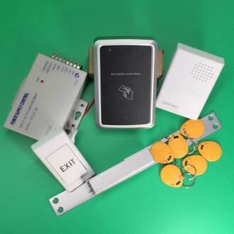 125 Khz Deur Access Control Security System Kit + Geen Elektrische Strike Lock + Deurbel + Rfid Keyfobs + power