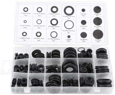 125 Stks/set Zwart Rubber O Ring Pakkingen Grommet Firewall Gat Plug Washer Set Elektrische Draad Pakking Assortiment Kit 18 Maten