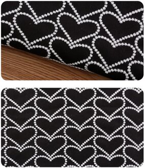 125Cm Breedte Dikke Katoenen Handgemaakte Diy Hart Vorm Borduurwerk Geborduurde Stof Stof Kleding Stof Bank Zak zwart