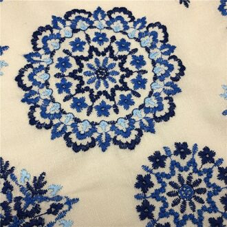 125Cm Breedte Japanse Drie-Dimensionale Borduurwerk Katoen Crêpe Stof Handgemaakte Diy Zak Kleding Tafelkleed Kussensloop Embroidere beige send in march