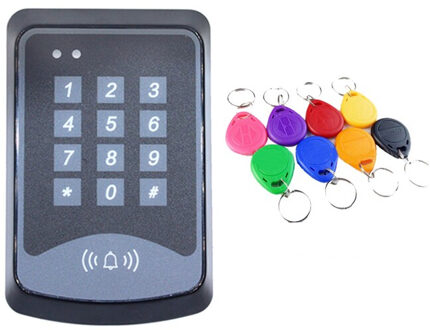 125Khz Rfid Proximity Card Toetsenbord Toegangscontrole Systeem Apparaat Machine Rfid Kaartlezer Deurslot Systeem 1000 Gebruiker Keyfobs cover AC en 10 kleur key
