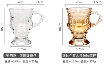 125Mlins Retro Reliëf Glas Hoge Meisje Hart Cup Hoge Latte Koffie Cup Met Een Afternoon Tea Cup D