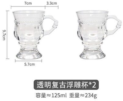 125Mlins Retro Reliëf Glas Hoge Meisje Hart Cup Hoge Latte Koffie Cup Met Een Afternoon Tea Cup Paars