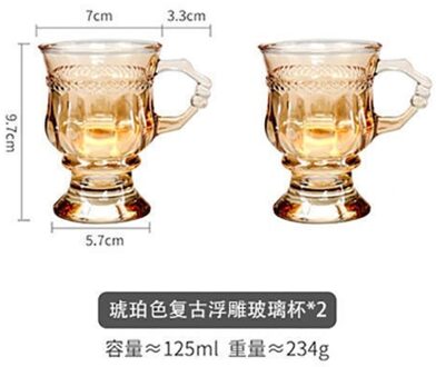 125Mlins Retro Reliëf Glas Hoge Meisje Hart Cup Hoge Latte Koffie Cup Met Een Afternoon Tea Cup