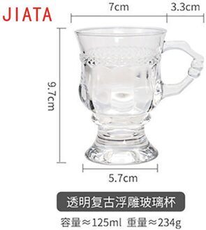 125Mlins Retro Reliëf Glas Hoge Meisje Hart Cup Hoge Latte Koffie Cup Met Een Afternoon Tea Cup