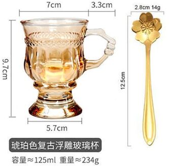 125Mlins Retro Reliëf Glas Hoge Meisje Hart Cup Hoge Latte Koffie Cup Met Een Afternoon Tea Cup