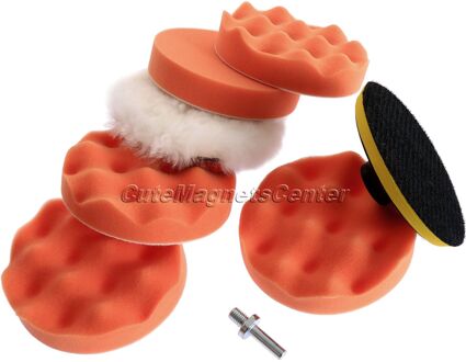 125Mm 5Inch 8 Stk/set Auto Styling Polish Pad High Gross Polijsten Buffer Pad + Boor Adapter M10 Voor auto Wassen Cleaning Tool Kit