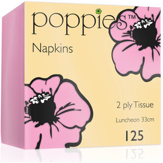 125x stuks 2-laags papieren tafelservetten lichtroze 33 x 33 cm