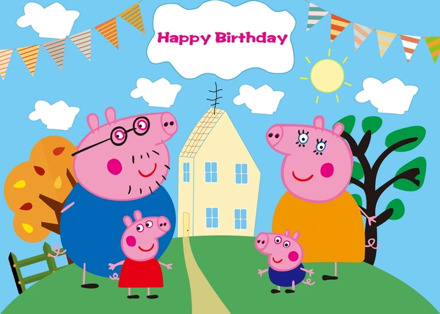 125x80CM Peppa Pig Photography Background Cloth Children's Birthday Party Theme Layout Background Wall Decoration Kid Gift
