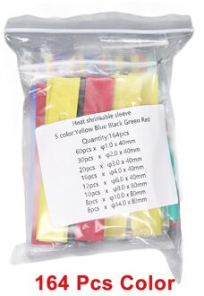 127/164 Pcs Krimpkous Buis Assortiment Kit Elektrische Aansluiting Elektrische Draad Wrap Kabel Waterdicht Krimp 2:1 164 stk