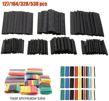 127/530 Pcs Black Heat Shrink Sleeving Tubing Tube connectors Assortment Kit Wrap Cable Electrical Connection Electrical Wire