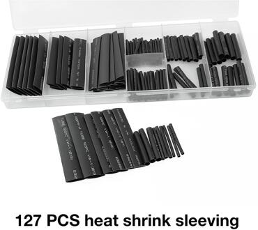 127PCS Black Polyolefin Shrinking Assorted Heat Shrink Tube Wire Cable Insulated Sleeving Heat Shrink Tubing