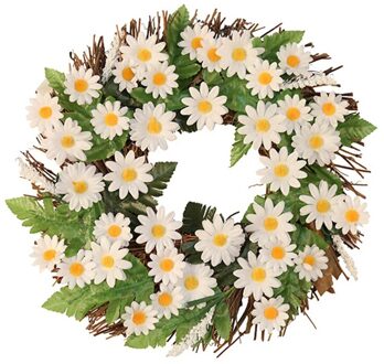 12Inch Kunstmatige Wit Daisy Krans Zomer Krans Voor Voordeur Raam Muur Tuin Kantoor Wedding Party Home Decor