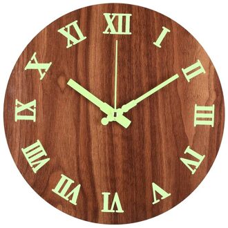 12Inch Nachtlampje Functie Ronde Wandklok Vintage Rustieke Stijl Voor Keuken Slaapkamer Thuis Stille & Non-tikkende