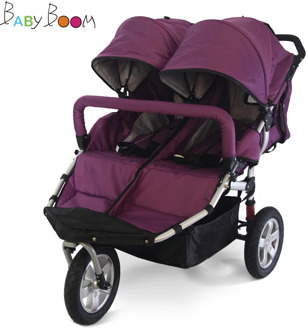 12inch Rubber Wheel Twins Stroller, Baby Jogger Carriage, Aluminum Alloy Frame Double Kids Wagon With Shock Proof