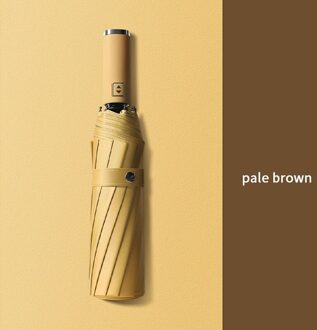 12K Drie-Opvouwbare Automatische Paraplu Regen Vrouwen Sunny/Regenachtige Winddicht Anti-Uv Paraplu Voor Mannelijke Vrouwelijke Zomer winter Parasol Pale bruin