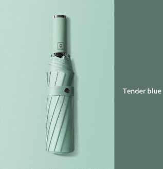 12K Drie-Opvouwbare Automatische Paraplu Regen Vrouwen Sunny/Regenachtige Winddicht Anti-Uv Paraplu Voor Mannelijke Vrouwelijke Zomer winter Parasol Tender blauw