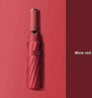 12K Drie-Opvouwbare Automatische Paraplu Regen Vrouwen Sunny/Regenachtige Winddicht Anti-Uv Paraplu Voor Mannelijke Vrouwelijke Zomer winter Parasol wijn rood