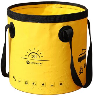 12L 20L Draagbare Emmer Water Opbergtas Waterzak Vissen Opvouwbare Emmer Voet Wassen Bad Vissen Accessoires Voor Camping Wandelen geel 20L