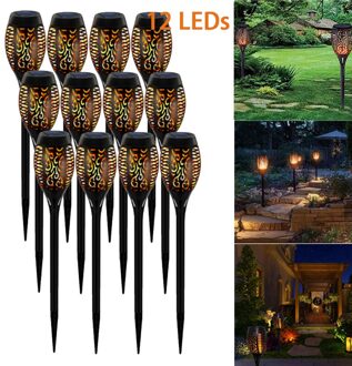 12LED/33LED Solar Flame Lights Flickering IP65 Waterdichte Outdoor Solar Lamp Path Binnenplaats Tuin Verlichting Torch Spotlight 12stk 12 LED