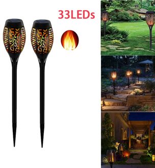 12LED/33LED Solar Flame Lights Flickering IP65 Waterdichte Outdoor Solar Lamp Path Binnenplaats Tuin Verlichting Torch Spotlight 2stk 33 LED