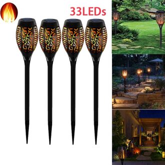 12LED/33LED Solar Flame Lights Flickering IP65 Waterdichte Outdoor Solar Lamp Path Binnenplaats Tuin Verlichting Torch Spotlight 4stk 33 LED