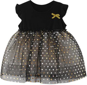 12M-3T Baby Jurken Peuter Baby Kids Meisjes Ruches Ruches Patchwork Bloemen Zomer Prinses Jurken Voor Meisjes kids Outfits zwart / 24M