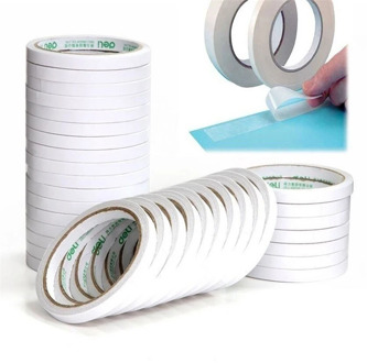 12M Double Sided Tape White Super Strong Double Sided Adhesive Tape Paper Strong Ultra Thin High Adhesive Cotton 8mm 10mm 12mm