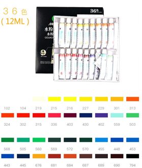 12Ml 36 Kleur Gouache Set Student Kunstenaar Tekening Professionele Set Reclame Art Milieubescherming Pigment 12ML 36 kleuren