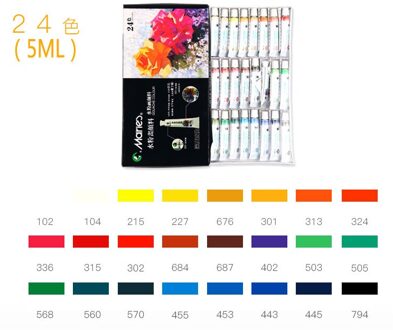 12Ml 36 Kleur Gouache Set Student Kunstenaar Tekening Professionele Set Reclame Art Milieubescherming Pigment 5ML 24 kleuren