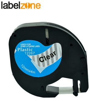 12mm 12267 Compatibel Dymo Letratag Plastic Tapes LT12267 Label Lint 12mm * 4m Balck op Clear voor DYMO Letratag Label Printers