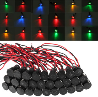 12mm 12V 24V 36V IP67 Waterproof Pre-wired LED Indicator Light Lamp Dash Panel Warning Light Indicator black for Car Boat Truck