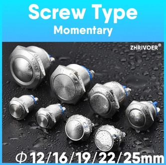 12mm 16mm 19mm 22mm Panel Hole Metal Push Button Switch Power Flat/High/Ball Head Momentary/Locking Screw Pin NO/NC Car Doorbell