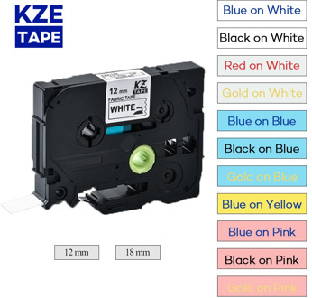 12mm*3m Multicolor Fabric Iron-on Label Tapes tze tape for Brother P-touch printers as TZe-FA231 TZe-FA3 TZe-FA232 tze-FA231