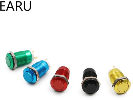 12mm Oxide Aluminium Red Blue Green Black Yellow Waterproof Metal Push Button Switch High Flat Head Momentary Fixation Latching