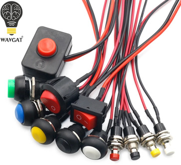 12mm Push button switch waterproof small car circuit wire speaker electrical mini boat shape round line PBS-11B PBS-33b