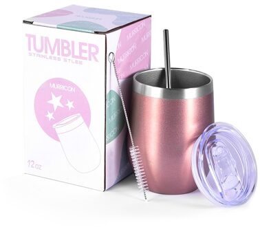 12Oz Ei Vormige 304 Rvs Dubbele Wand Wijn Tumbler Met Deksel En Stro Geïsoleerde Thermos Bier Mok Water fles 02