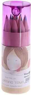 12Pc Kleur Potloden In Leuke Cartoon Potloden Case Stationair Gereedschap Houten Art Tekening Potlood Set Voor Schilderen Schoolbenodigdheden paars