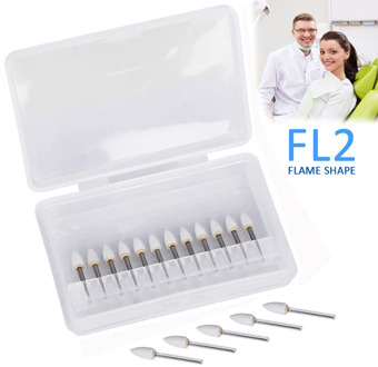 12pc/Pack Dental Cone White Stone Polishing FG Burs FL2 Flame Abrasion Point Bur Fit High Speed Handpiece 1.6mm Dentist Tools