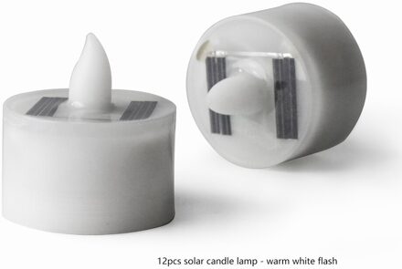12Pc Plastic Zonne-energie Kaars Geel Solar Power Led Kaarsen/Vlamloze Elektronische Solar Led Tea Lights Lamp Voor outdoor 12stk warm wit