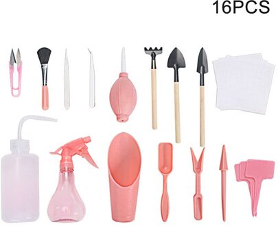 12Pcs 16Pcs Succulent Planten Diy Tool Tuin Planter Kit Plastic Transplanteren Zaailing Zaaien Bonsai Thuis Graven Snoeien roze 16stk