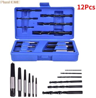 12Pcs 19*10*4.5Cm Beschadigd Gebroken Schroef Extractor Boor Tapeinduithalerset Bolt Remover Gereedschap