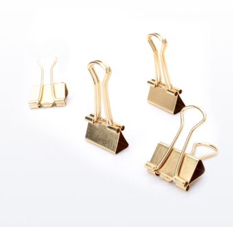 12Pcs 19Mm Metalen Bindmiddel Clips Papier Klem Clips Vouw Clips School Office Thuis Leveringen (Golden)