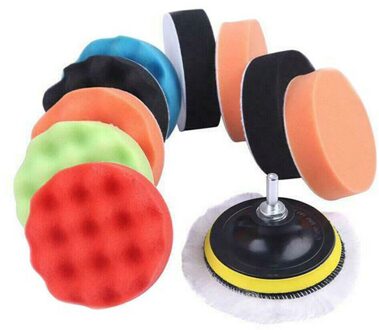 12Pcs 3 ''Auto Polish Foam Sponge Boor Polijsten Pad Kit Met M10 Boor Adapter Voor Polijstmachine Auto polijstmachine