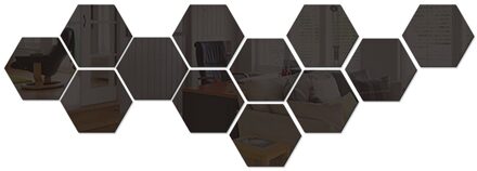 12Pcs 3D Spiegel Hexagon Vinyl Zelfklevende Muurstickers Verwijderbare Sticker Diy Decal Badkamer Woonkamer Home Decoratie