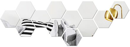 12Pcs 3D Spiegel Hexagon Vinyl Zelfklevende Muurstickers Verwijderbare Sticker Diy Decal Badkamer Woonkamer Home Decoratie